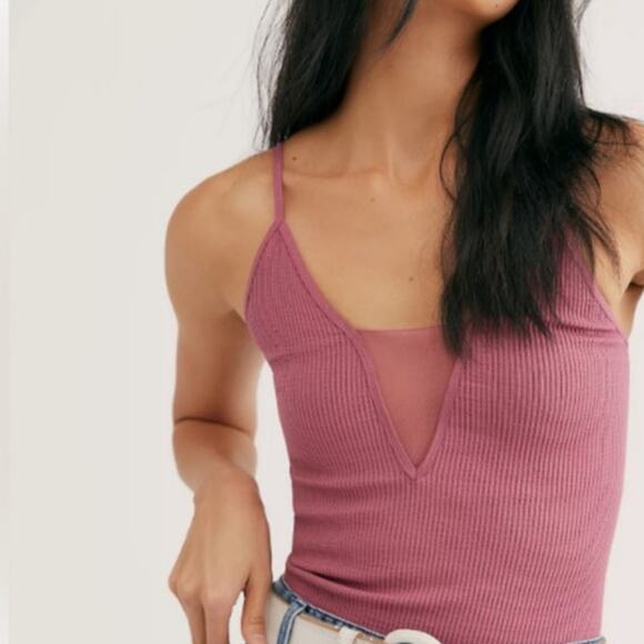Free People Intimately Come Around Ribbed Cami Tank Top | Mauve Color size XS/S - Picture 1 of 8